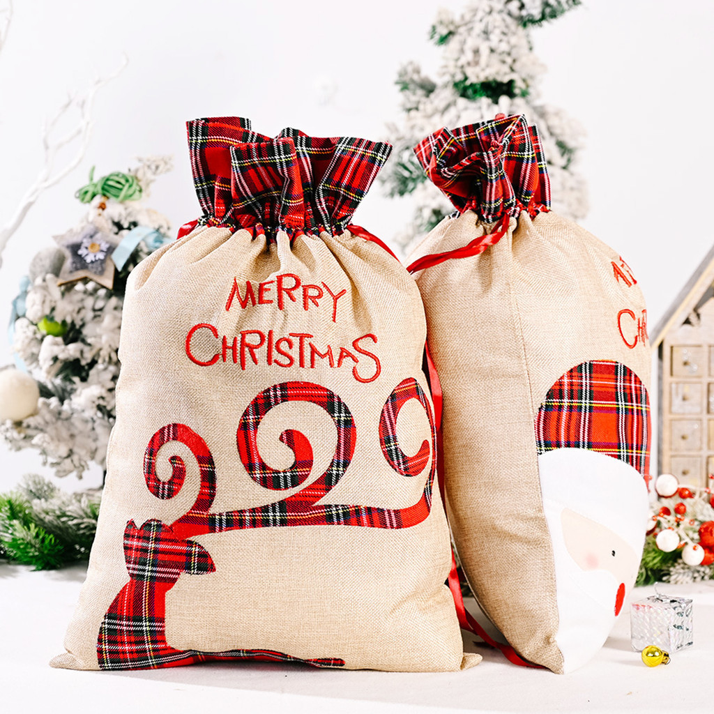 

Tote bag Candy Cookie Bag Santa Claus Snowman Christmas Gift Packing Bags Xmas Navidad New Year Party Decor Supplies