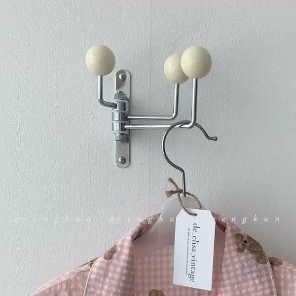 Gantungan Dinding Coat Topi Kait Korea ins Warna Cream Kait Besi Kamar Tidur Senyawa Medieval Rotati
