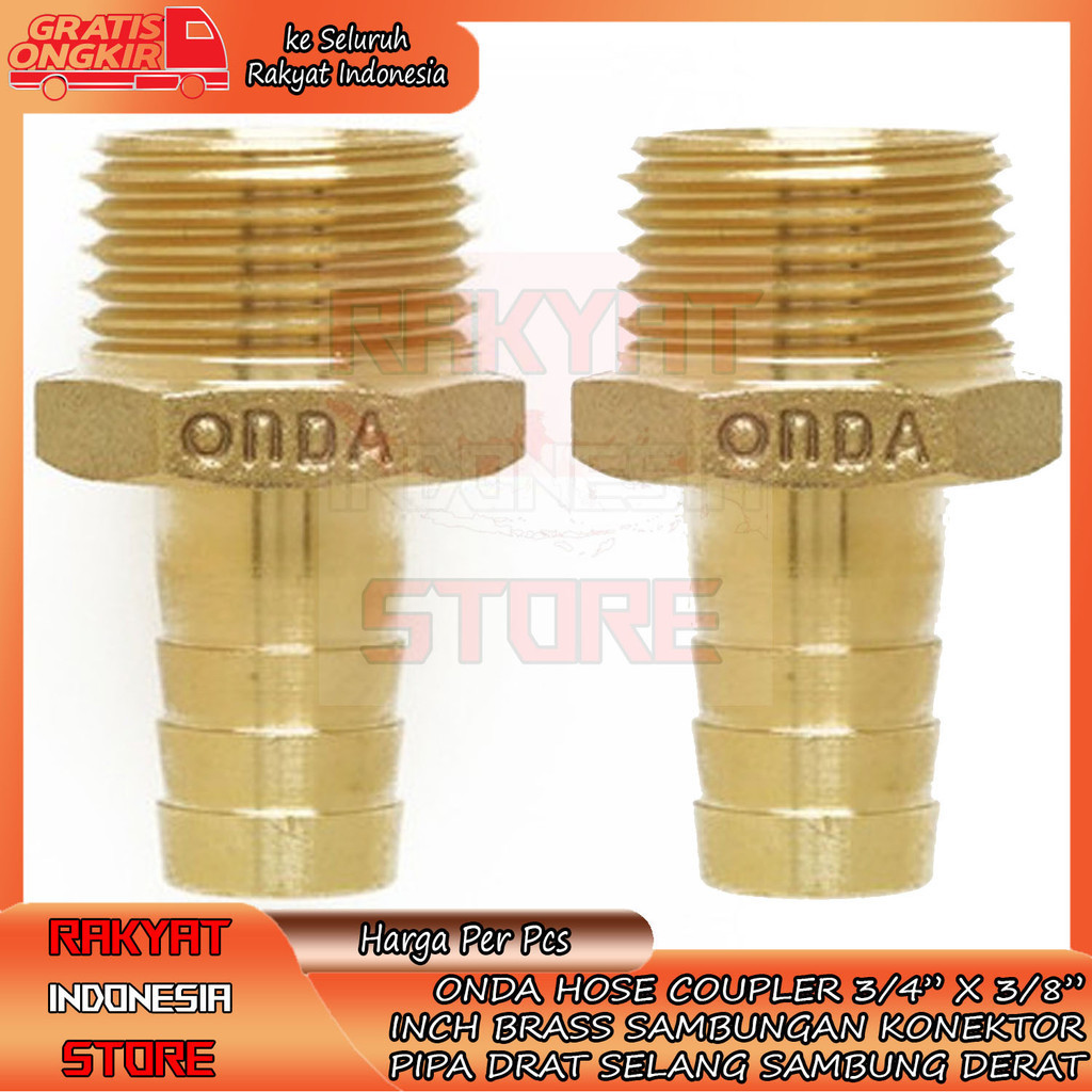 3/4” X 3/8” Hose Coupler Kuningan Onda Brass Sambungan Penyambung Konektor Pipa Drat Selang Slang Br