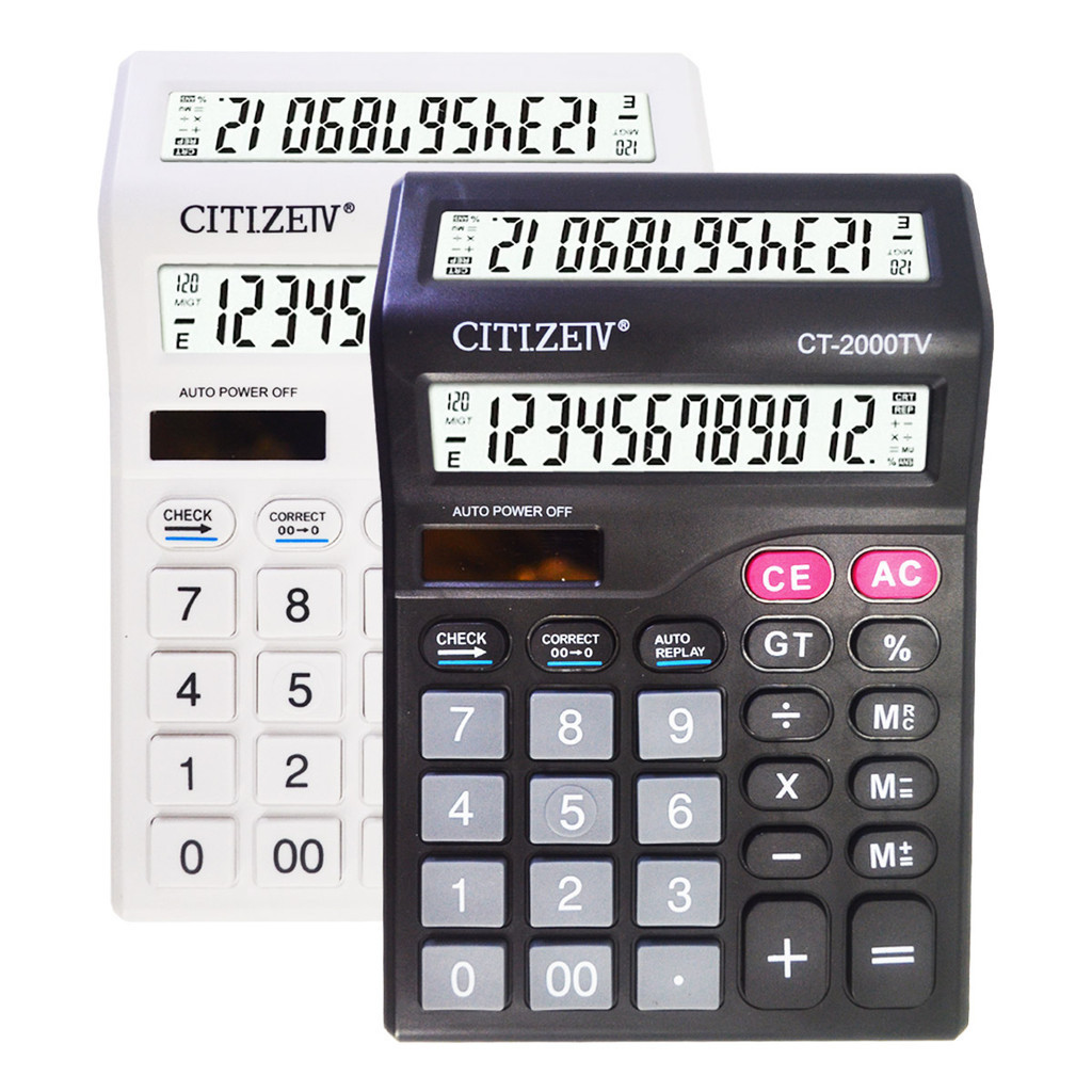 

Kalkulator CITIZEIV CT-2000TV DAGANG 12 DIGIT 2 Layar Check & Correct