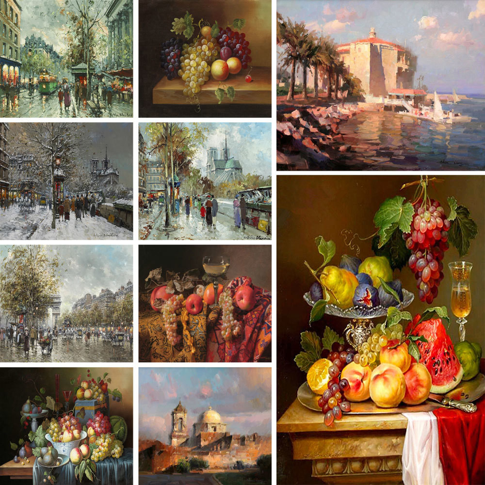 

Old Paintings Scenes Coloring By Numbers Painting Set Oil Paints 40*50 Canvas Painting Home Decor Crafts For Adults For Drawing