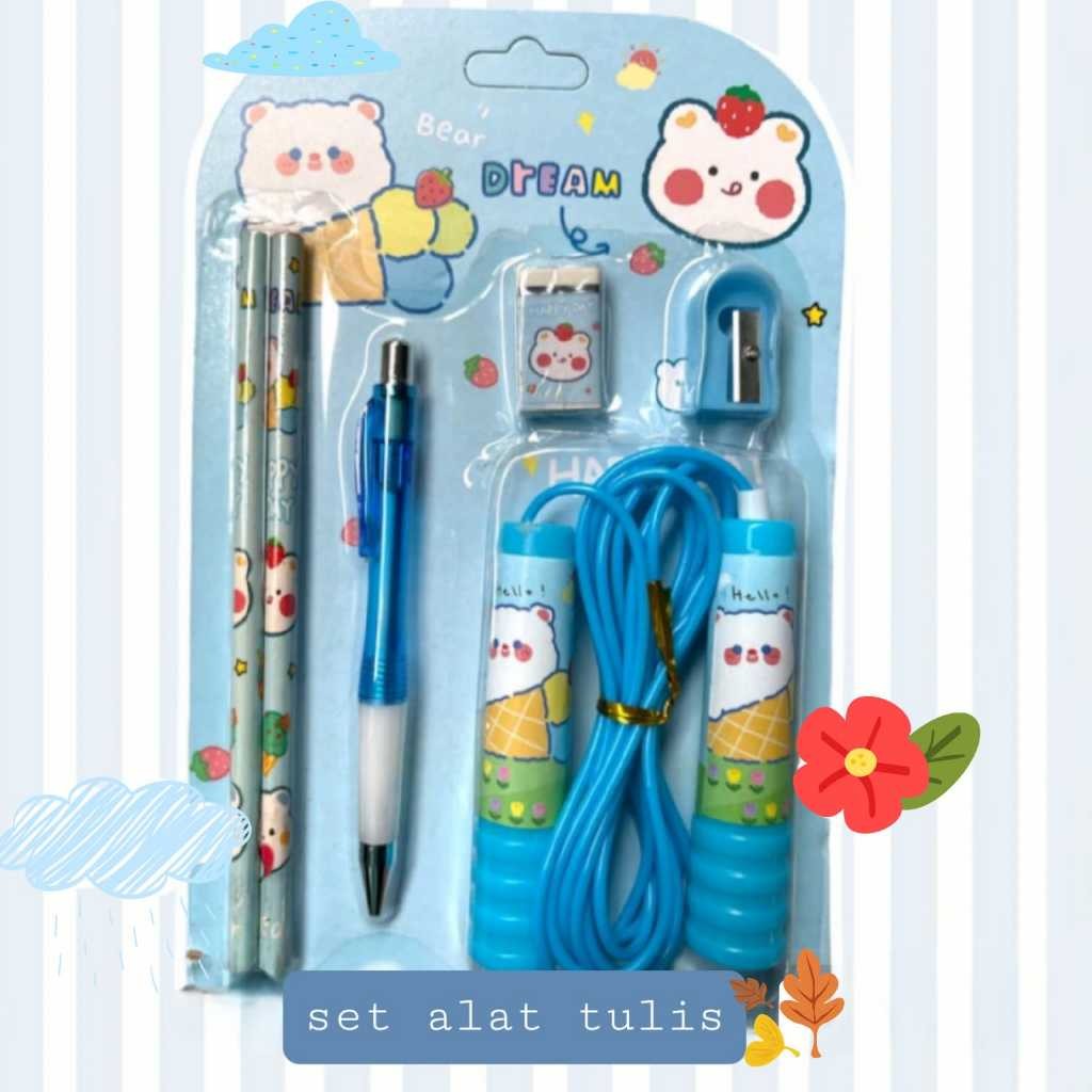 

Stationery Set 6 in 1 Alat Tulis Anak Sekolah Penghapus penggaris Pensil Serutan Karakter Lucu