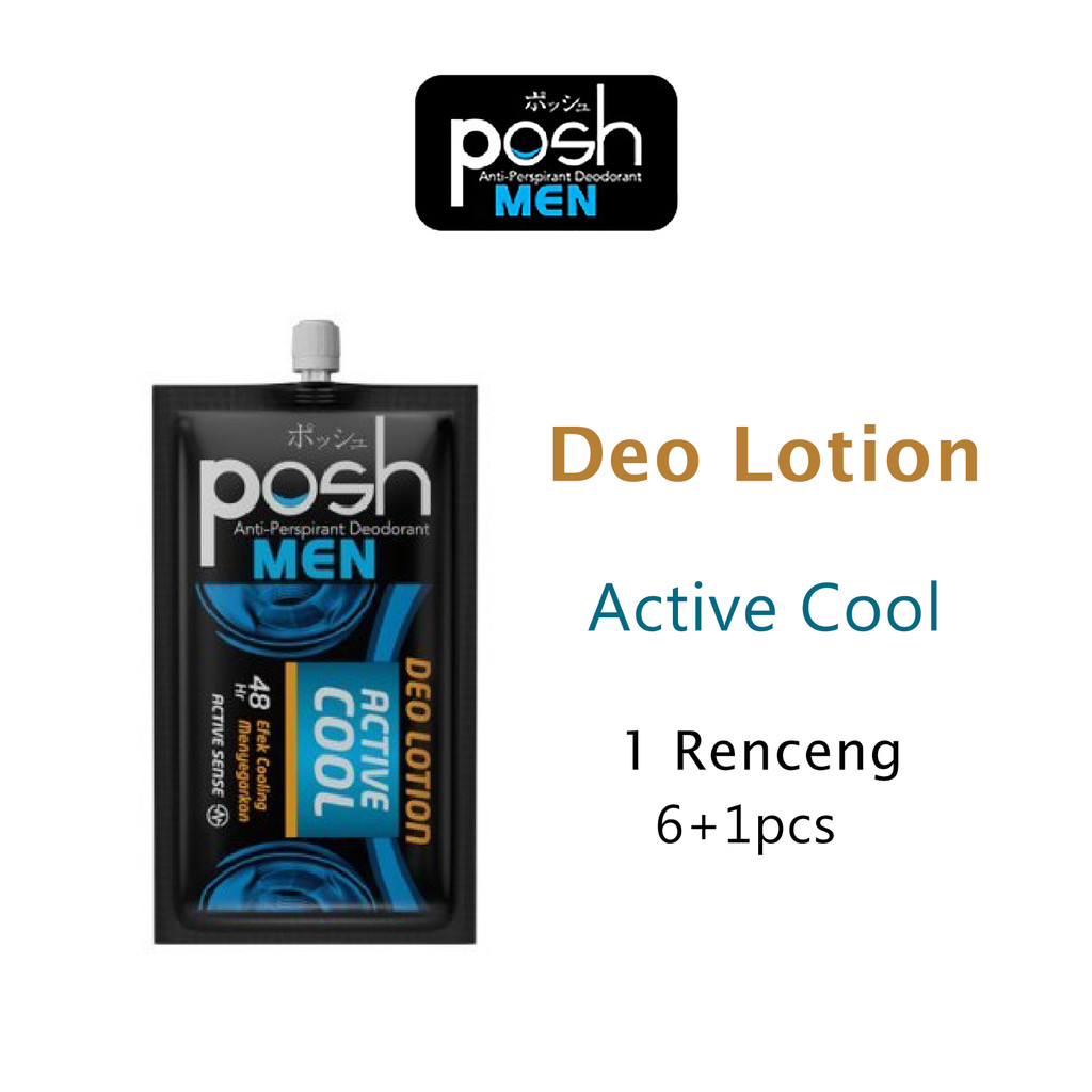 Posh Men Deo Lotion Active Cool Renceng isi 6 Extra 1 Deodorant Pria
