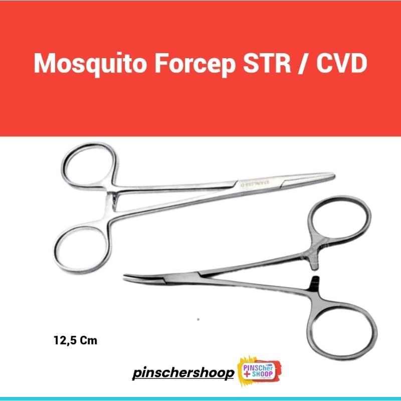 SK Mosquito Forcep Gunting Klem Arteri Lurus / Bengkok Forcep 12,5 Cm Straight / Curved Instrumen