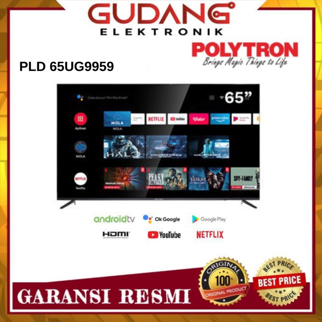 LED TV 65 INCH PLD 65UG9959 UHD SMART ANDROID POLYTRON 65UG9959