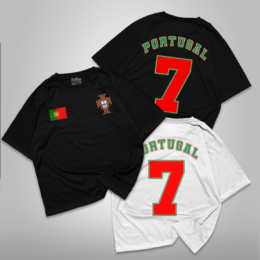Fregi Kaos Oversize PRTGL T-Shirt Cowok Premium Kaos Pria Lengan Pendek Jumbo Baju Bola Portugal CR 