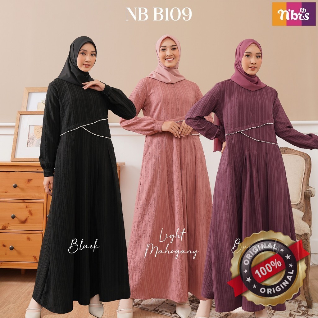 PROMO Gamis Polos Crinkle Premium Nb B109 Dress Muslim Dewasa Original By Nibras