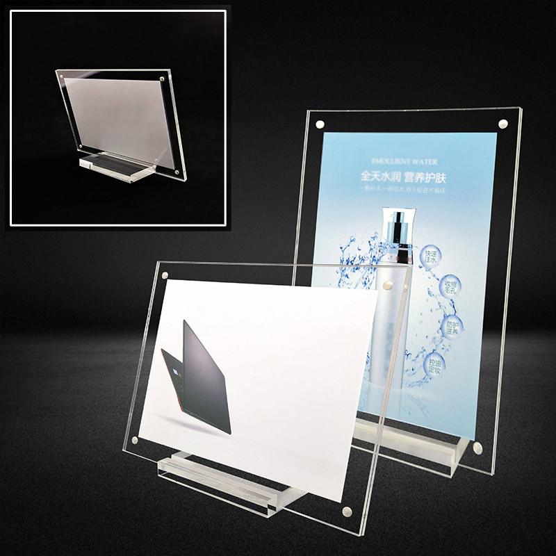 

Acrylic Crystal Clear Price Tag Clip Sign Card Holder Table Desk Top Menu Display Label Racks Phone Frame Stand