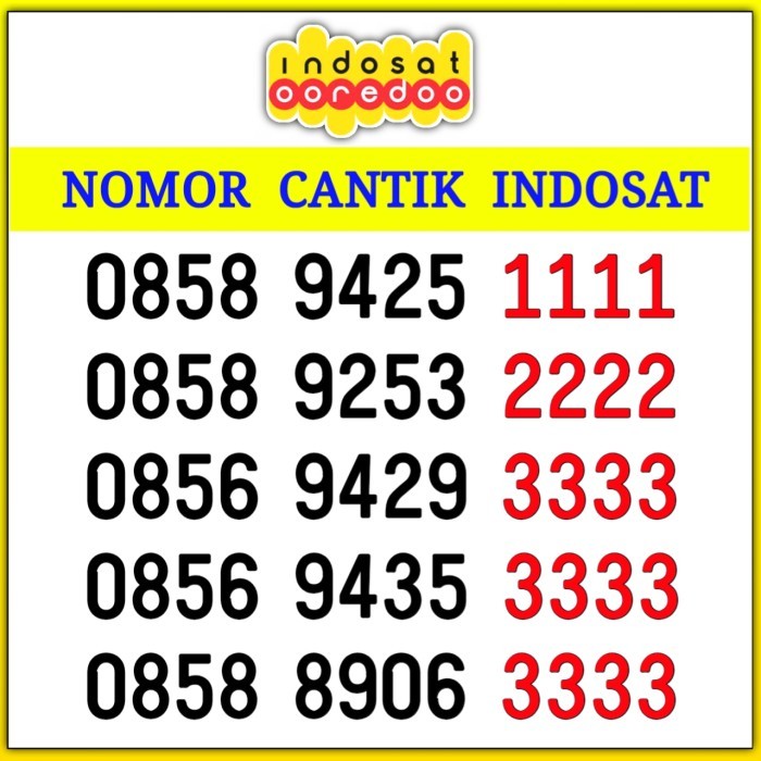 Perdana IM3 Nomor Cantik Indosat IM3 OOREDOO Triple 111 222 555 234 - 0858 9425 1111