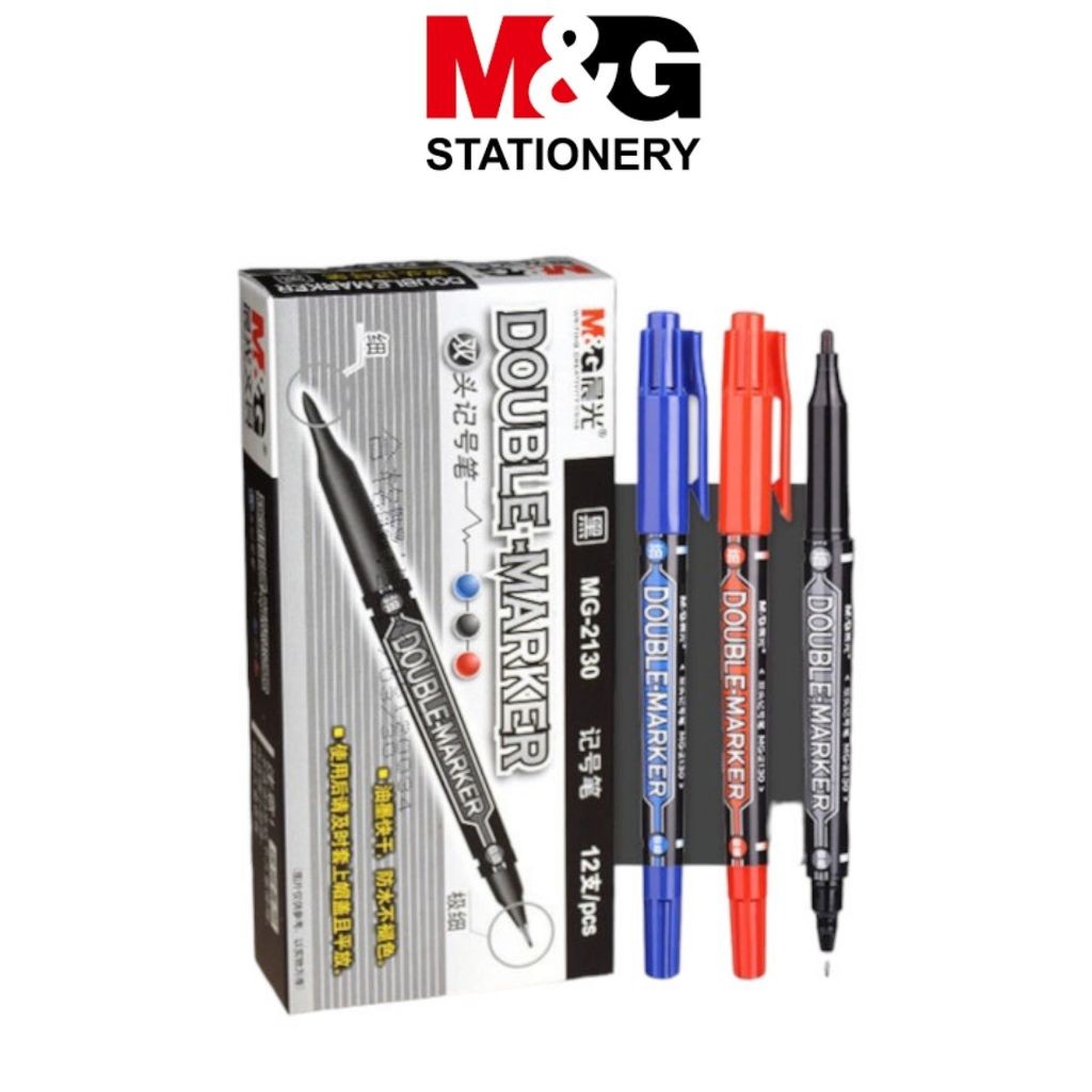 

Spidol Double Marker M&G Permanent Marker #APM21372 Tinta Hitam Biru Merah - SATUAN- SHAGB