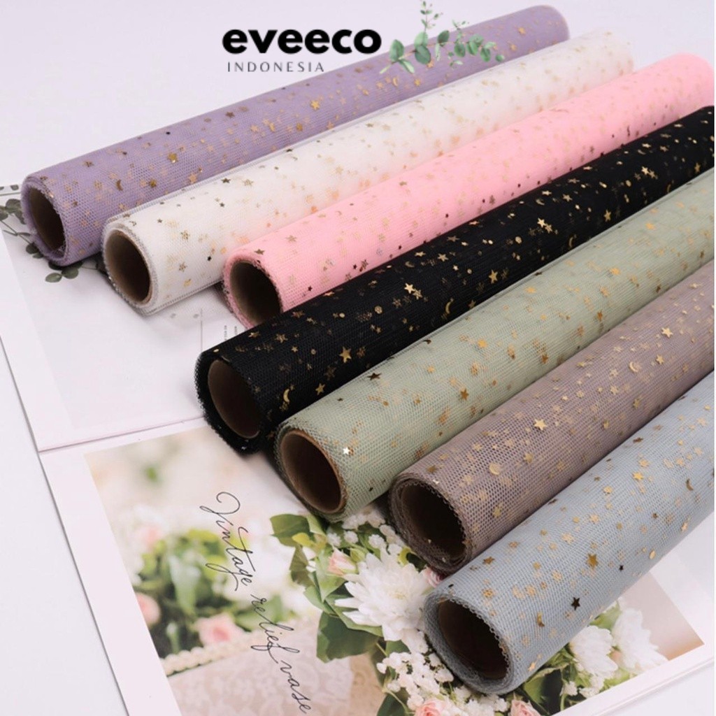 

EVEEco - MS2 STAR Kertas Buket Jaring Roll Motif Bintang Bulan/Flower Wrapping Paper