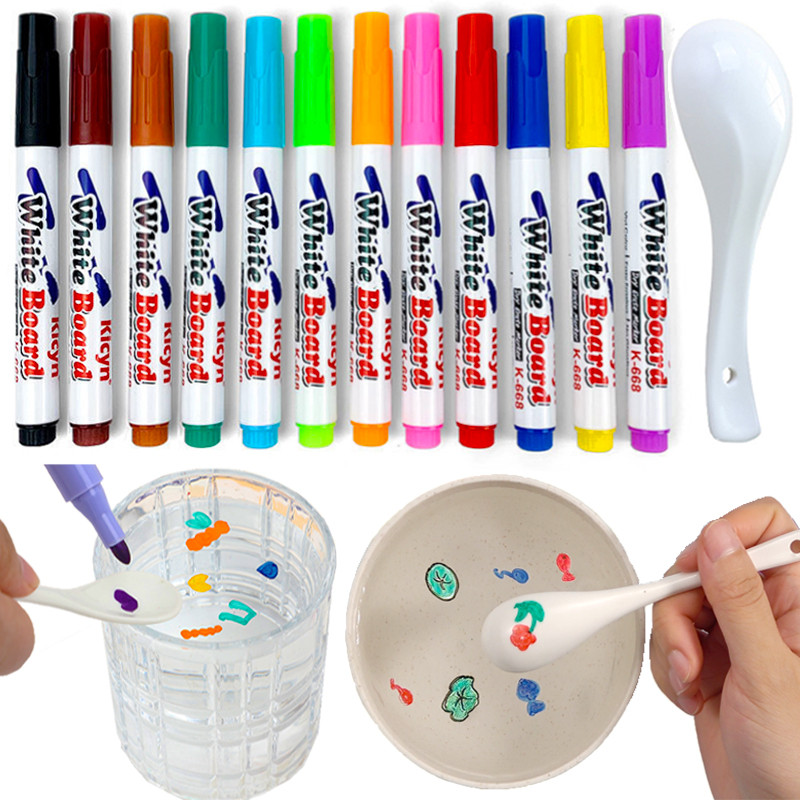 

Magical Water Painting Pen Water Floating Doodle Pens Kids Drawing Education Magic Whiteboard Markers Art Supplies Magic Spoon