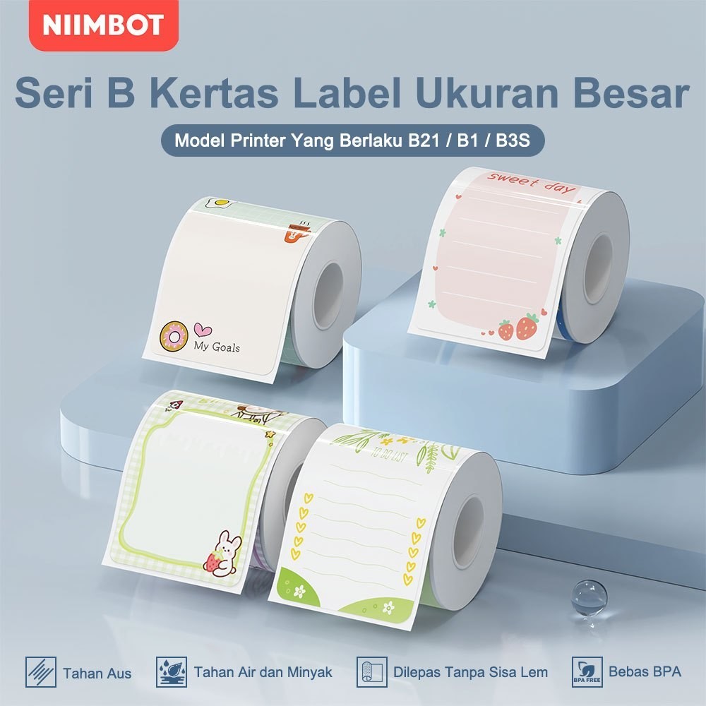 

NIIMBOT B21/B1/B3S Kertas Cetak Label Warna Ukuran Besar Catatan Tempel Perekat Diri Tahan Air