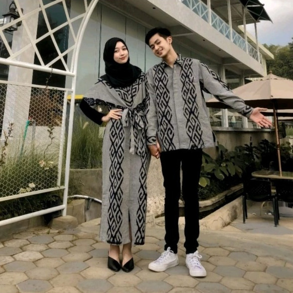 BAJU COUPLE PASANGAN KONDANGAN TENUN ETNIK ABU ETNIK TERBARU