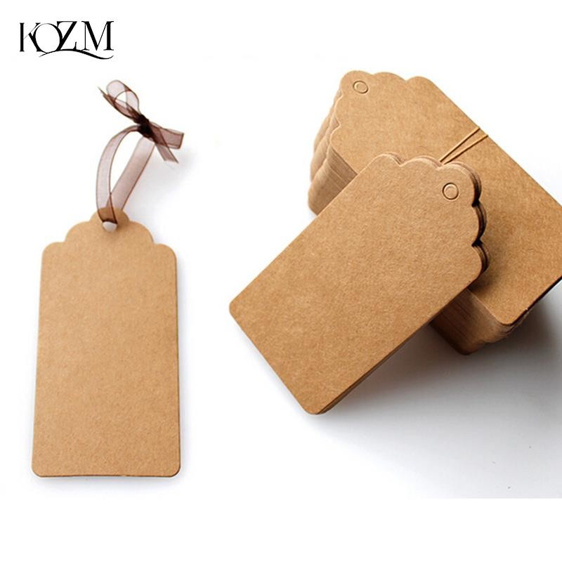

100Pcs Kraft Paper Tags Scallop Head Label Luggage Wedding Note DIY Blank Price Name Hang Tag Gift Craft 5x3cm Hand-painted Card