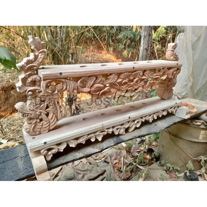 jagrak keris isi 5 ukir kepala naga diatas kayu jati garap alus FJ1234