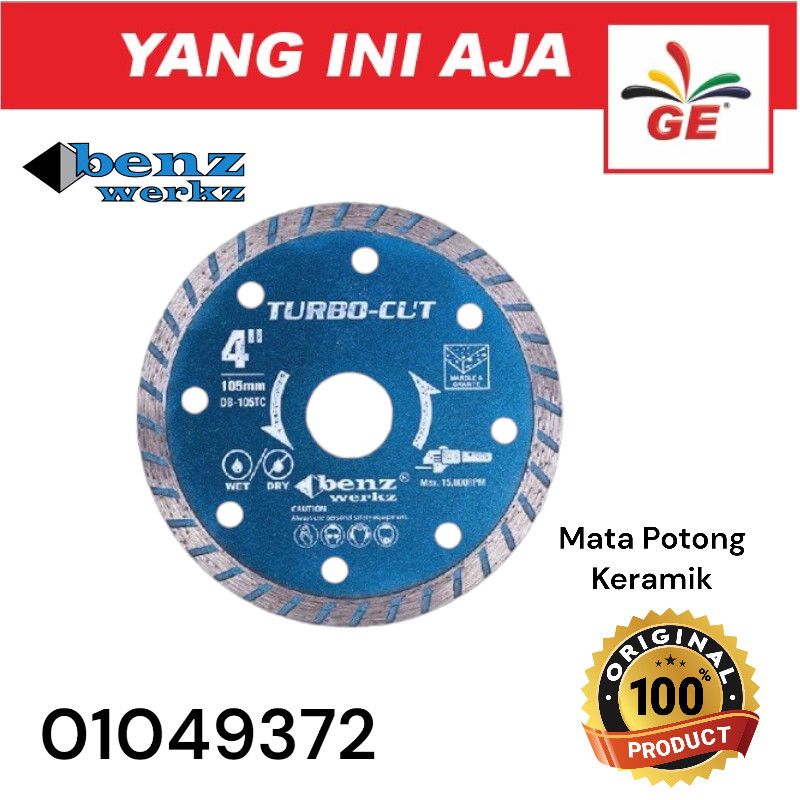 

Benz Diamond Wheel 4" Turbo Cut Wet/ Mata Potong Keramik - 01049372