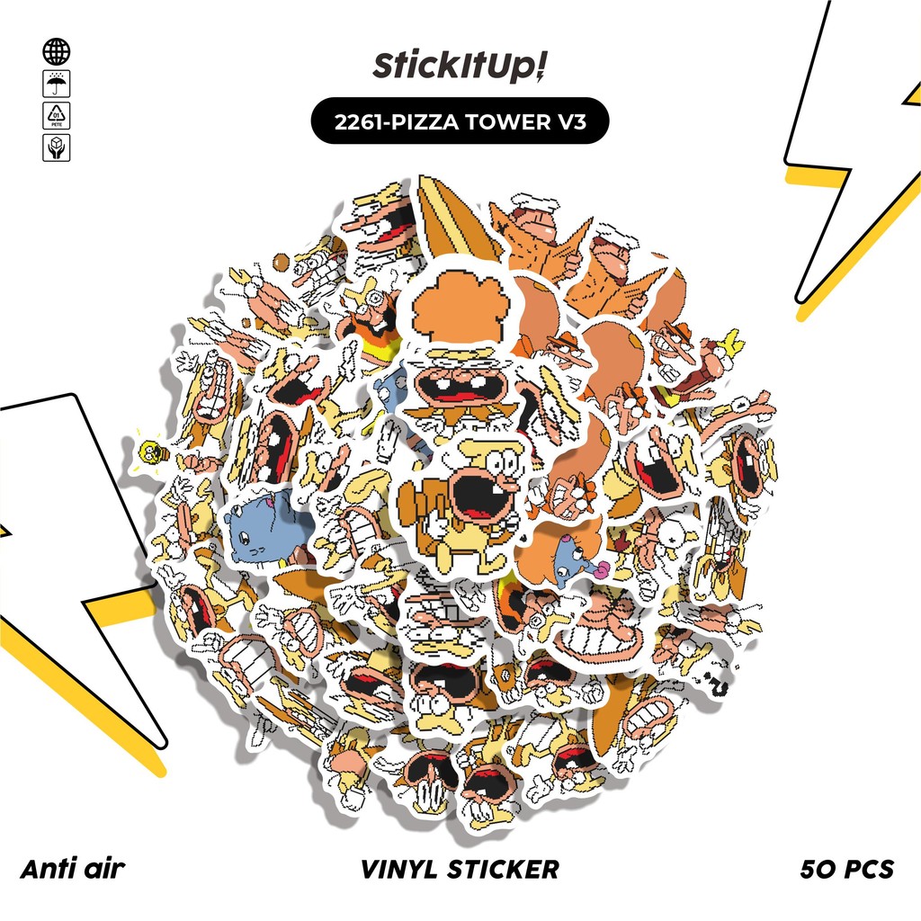 

COD✨ 50 Pcs Stiker Pack PIZZA TOWER V3 Lucu Aesthetic Vynil Waterproof untuk Freebies Sticker Buku Journal Casing HP Laptop