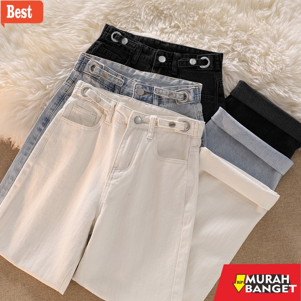 celana jeans wanita terbaru COD new style biru/krem/hitam jeans high waist wanita / import celana je