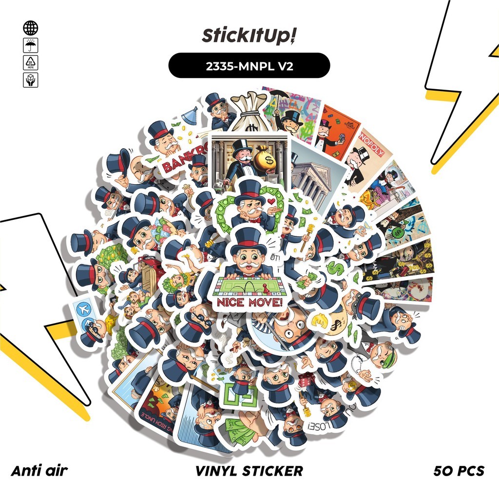 

COD✨ 50 Pcs Stiker MONOPOLY GAME 02 Lucu Anti Air Untuk Dekorasi Notebook Sepeda Skateboard Handphone DIY