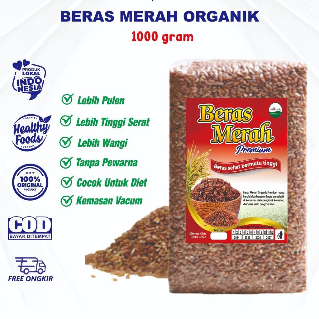 

Beras Merah Organik 1 kg Beras Pulen fresh