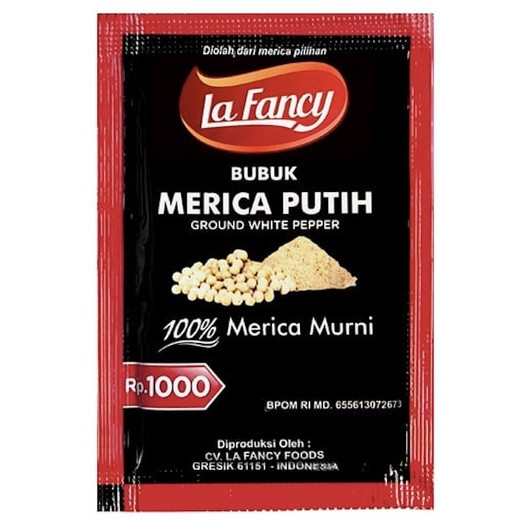 

La Fancy Foods Merica Putih / Lada Bubuk 4.5g - Bumbu Rempah 100% Ori Syaukia Store