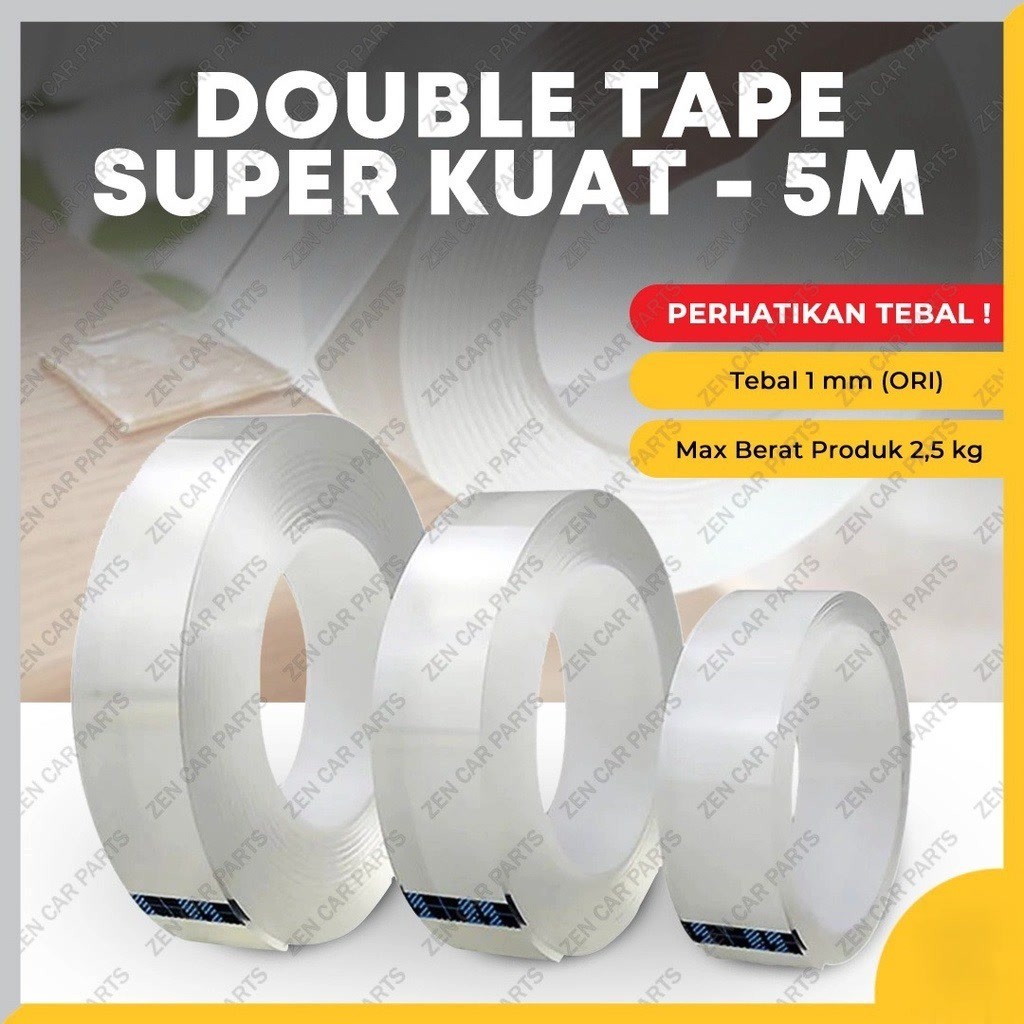 

Nano Double Tape Nano Doubletape Bening PANJANG 5 Meter 5 M 5M LEBAR 30 mm 3 cm TEBAL 1 MM 1MM Ivy Grip Double Tape Super Kuat