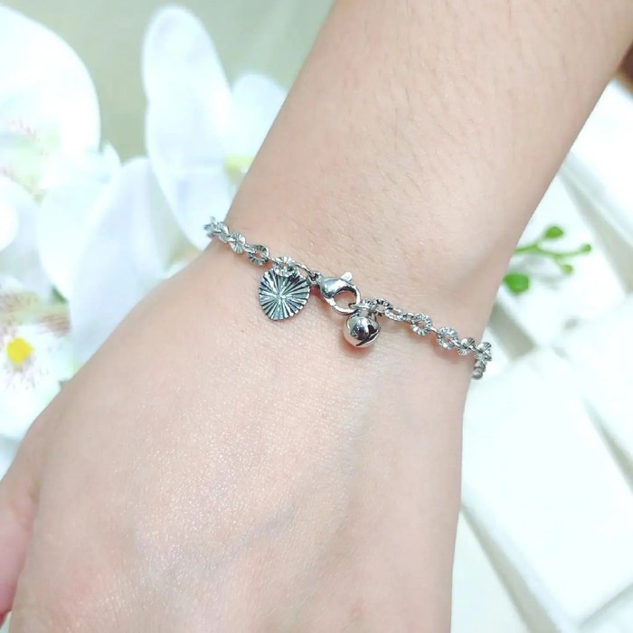 Gelang Kaki Rantai Nori Warna Putih Silver Titanium - gelang tangan