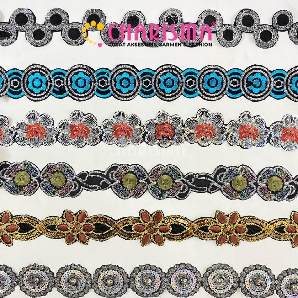 Charisma Renda Bordir - Renda India/Renda Bordir Pinggiran Gamis / Lebar Variatif