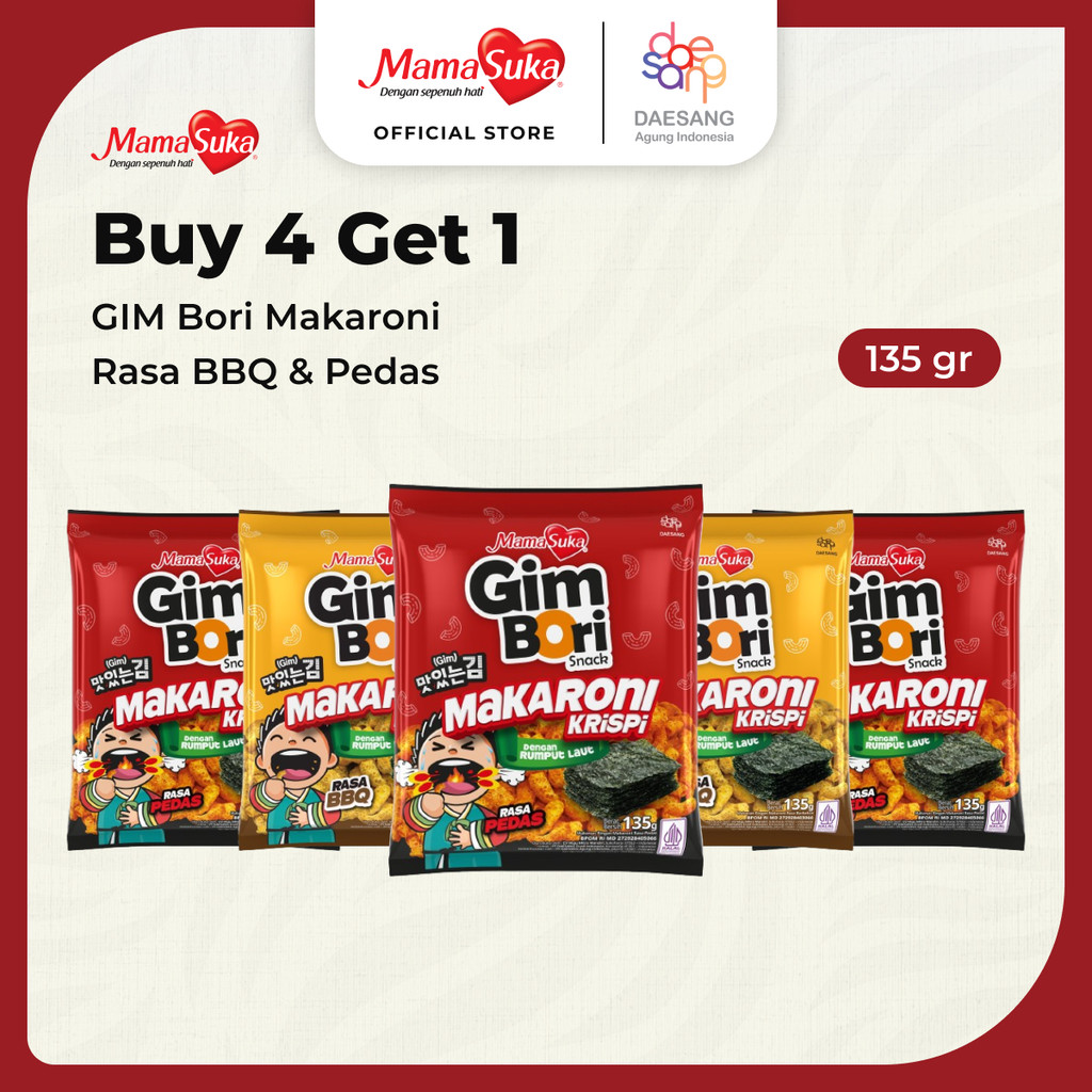 

Buy 4 Get 1 Gim Bori Makaroni Barbeque and Spicy 135 gr