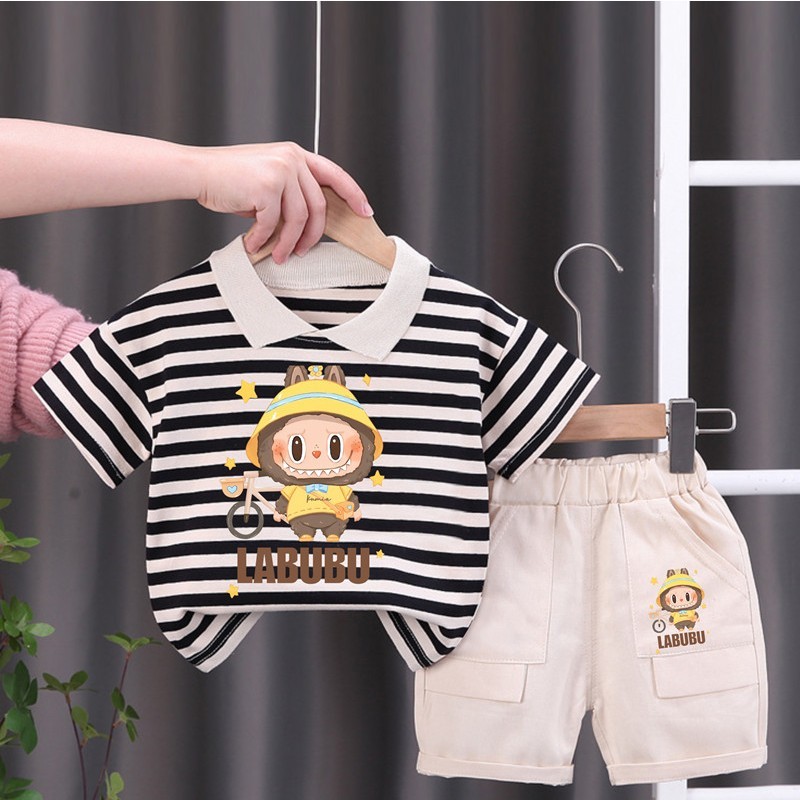 PROMO Setelan Labubu/Setelan Anak Laki Laki Import Usia 6Bulan-5 Tahun/Setelan Bayi Laki-Laki Lengan