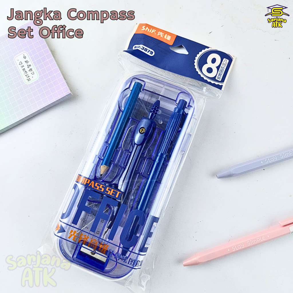 

Jangka Compass Set Office No.3079 / Jangka 1 Set Penggaris Busur 15cm