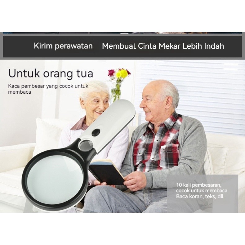

Kaca Pembesar 2in1 Magnifier Gelas Dengan Lampu 3 LED Loop Magnifying Untuk Membaca dan Perhiasan