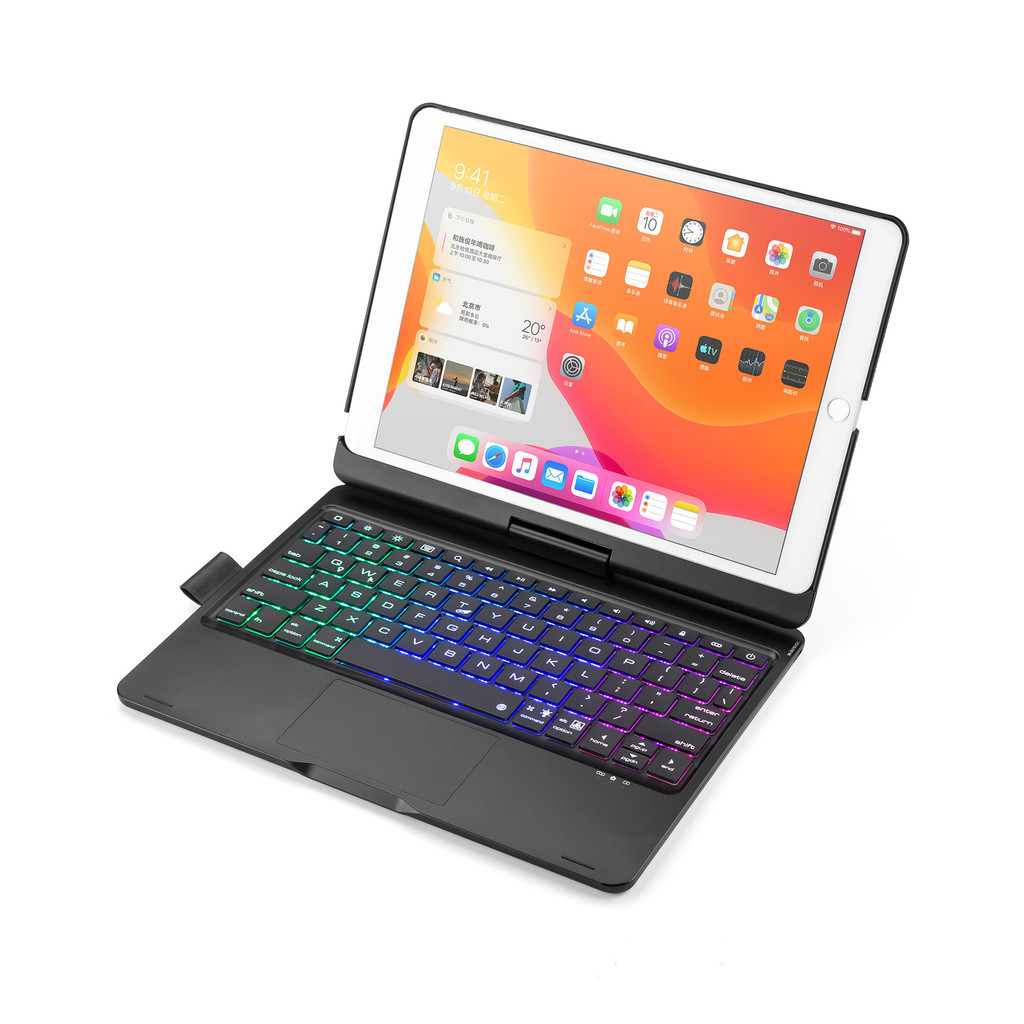 360-degree Rotating Wireless Keyboard Case is Suitable for Ipad 10.2 and pro10.5 with Colorful Backl