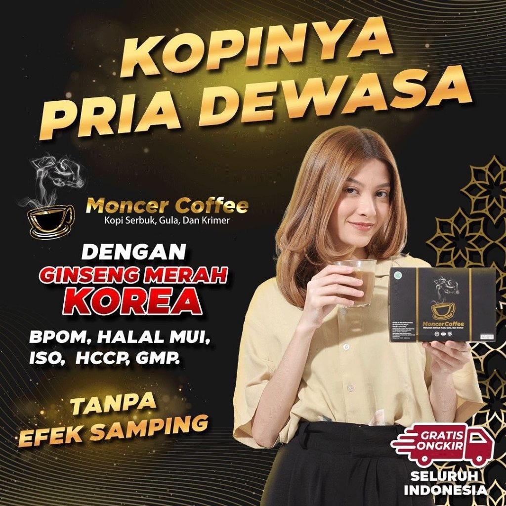 

1 box 8 sachet Monceer Coffee Original - Kopi Gingseng Gula Aren - Kopi Kuat Tahan Lama Penambah Stamina Durasi Pria Sudah BPOM