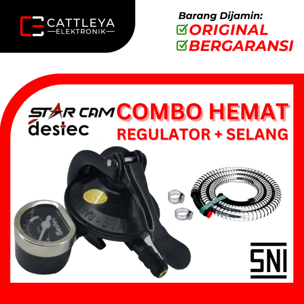 hd53es [COD] COMBO HEMAT + SELANG STARCAM / GASCOMP SUPERLOCK REGULATOR GAS LPG DOUBLE LOCK TEKANAN 