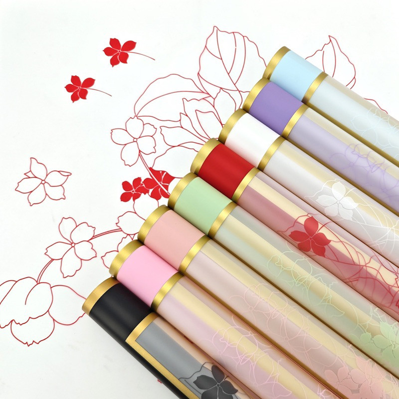 

[ 5 LEMBAR ] Kertas Bunga Cellophane Motif Transparan List Gold Flower Paper Wrapping Paper Kertas Buket Bunga BG