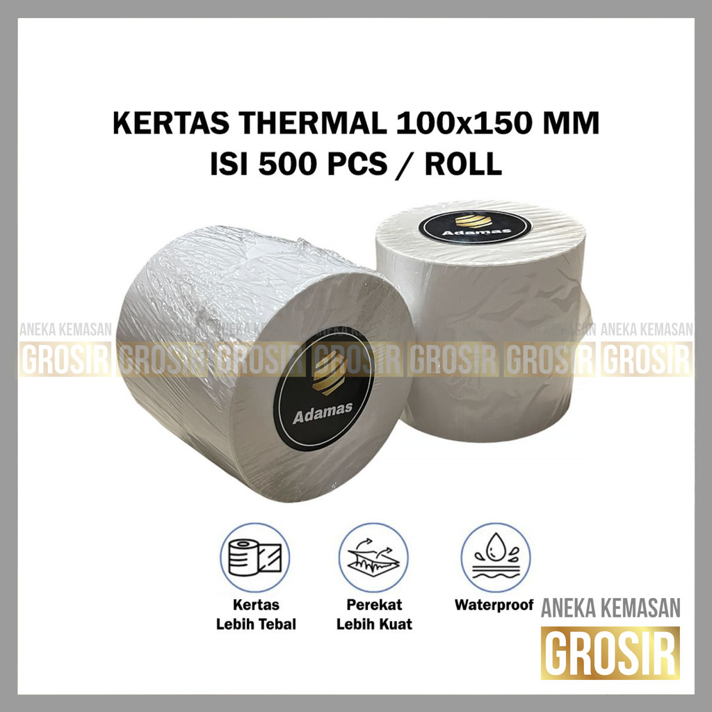 

Kertas Thermal Label Stiker 1Rangkap 100mm x 150mm Semi Coated 1Roll
