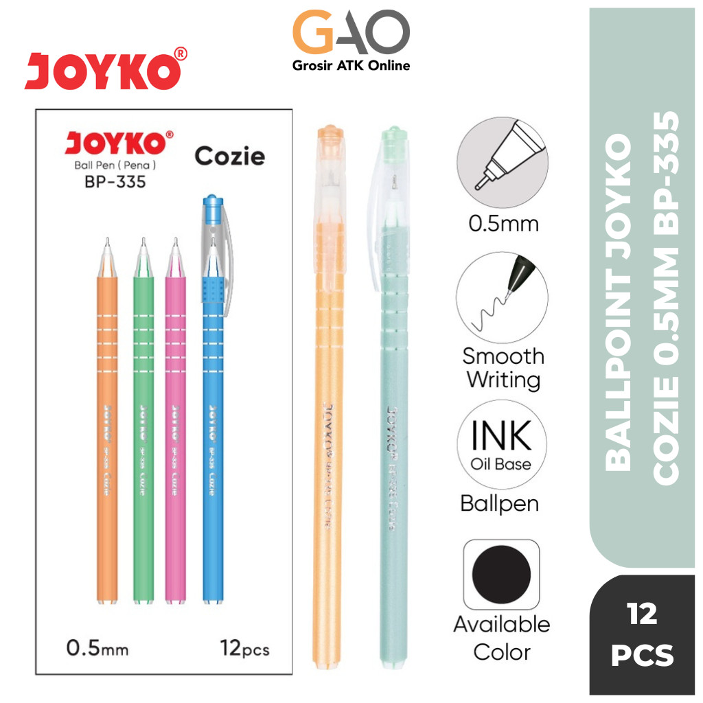 

( 12 Pcs ) Pulpen Joyko Cozie 0.5mm / Bolpoin Joyko 1 Pack BP-335