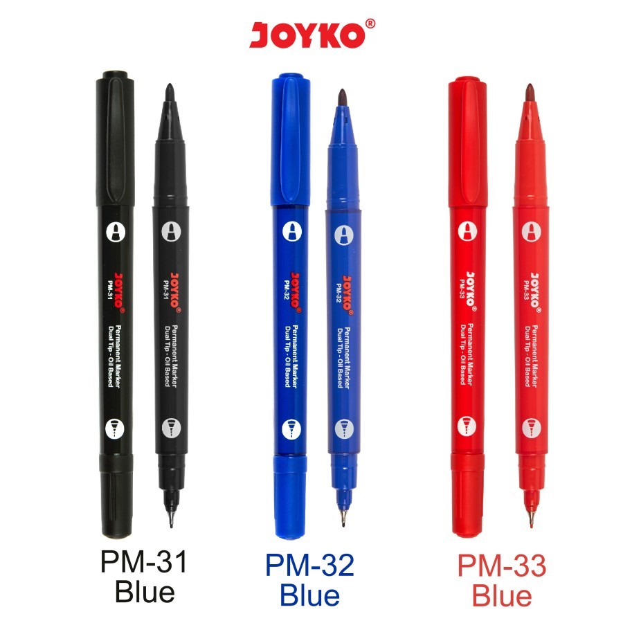 

Joyko Permanent Marker Spidol Permanen Dual Tip Pm 31-33