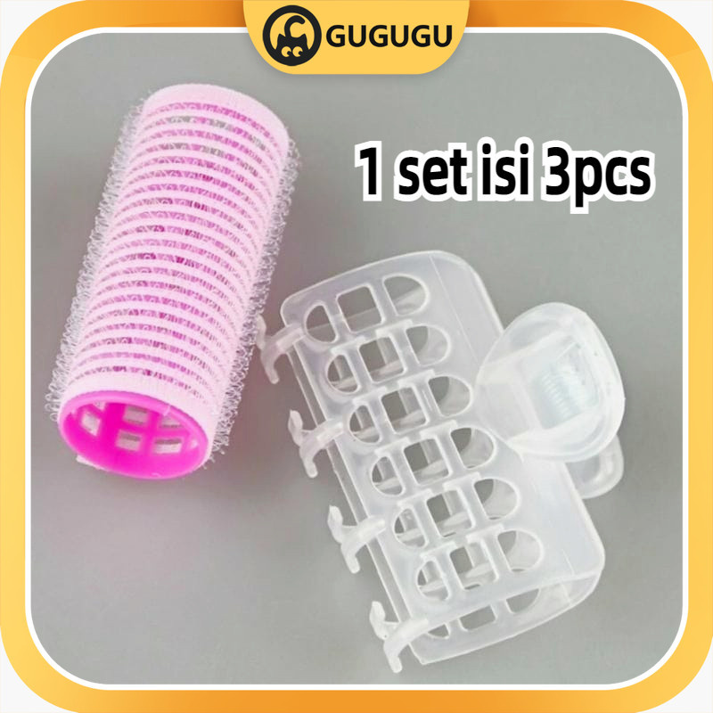 （Ready）HAIR ROLLER /Roll Rambut Jepit/ROLL RAMBUT JEPIT 1 SET ISI 3PCS / Roll Poni Jepit / Roll Ramb