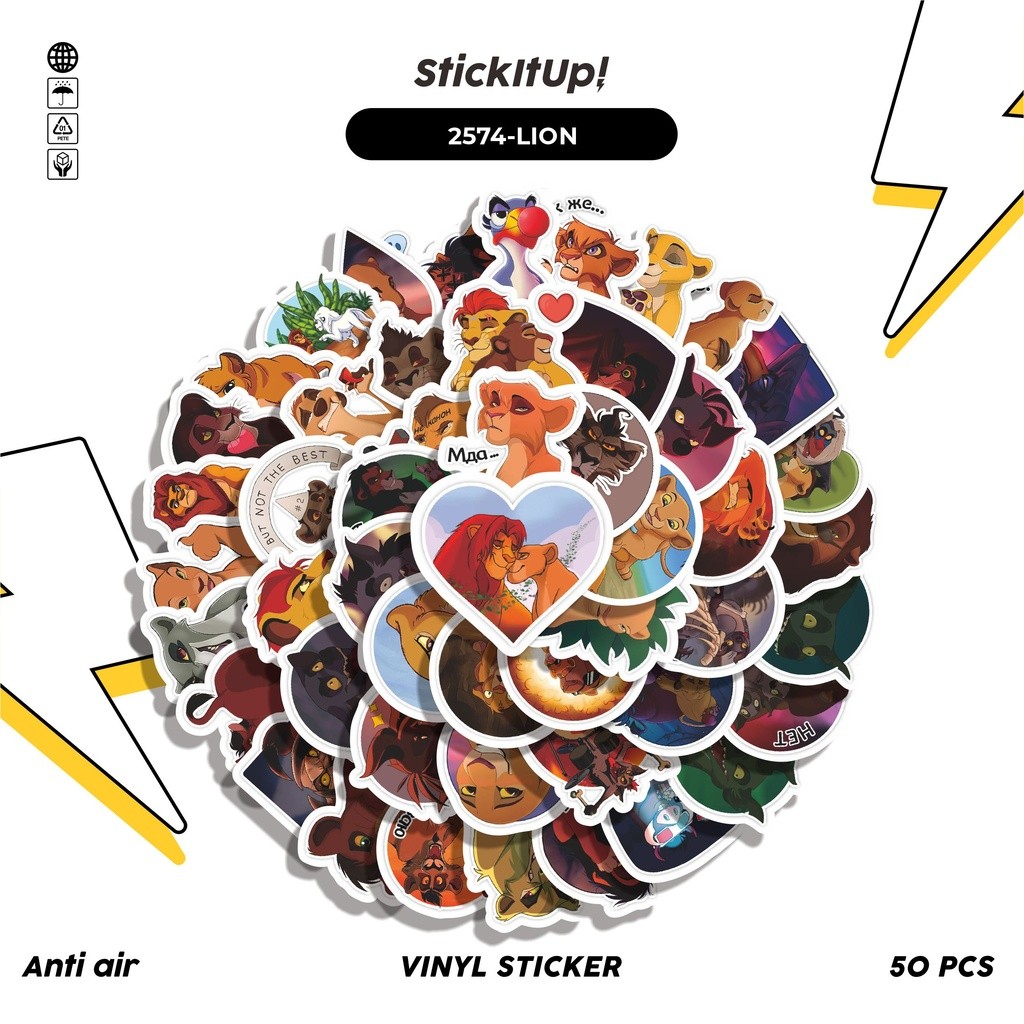 

COD✨ 50 Pcs Stiker FUNNY CHARACTER LION KING AND FRIENDS STICKER PACK Lucu Anti Air Untuk Dekorasi Notebook Sepeda Skateboard Handphone DIY