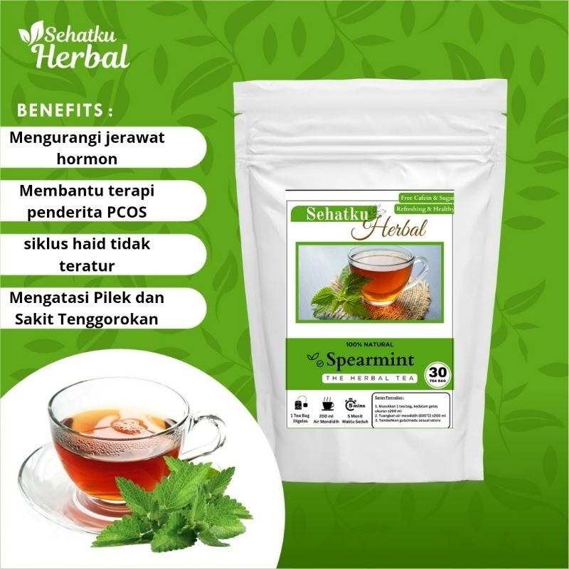 

SEHATKUHERBAL Spearmint Tea Untuk Jerawat Hormon dan PCOS Isi 30 Tea Bag