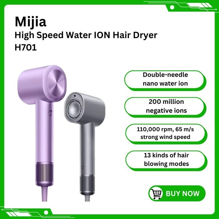 XIOMI High Speed Water ION Hair Dryer H701 1600W High Power 13 Mode Pengering Rambut