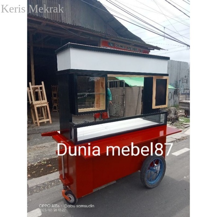 gerobak jualan booth kayu jati Belanda booth minimalis modern termurah