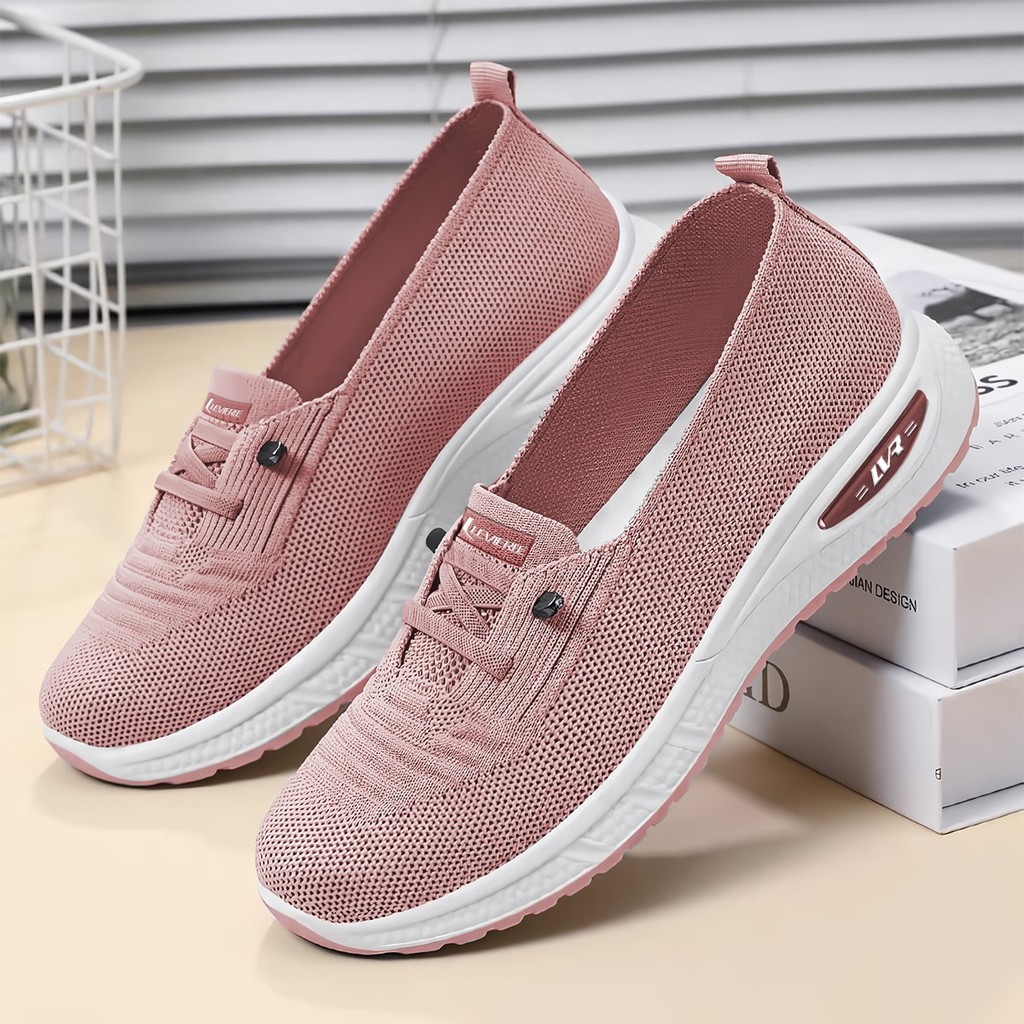 ORIGINAL` TERLARIS LYT MINJI FREE BOX SEPATU SLIP ON WANITA SEPATU RAJUT WANITA FLYKNIT SPORT LV0627