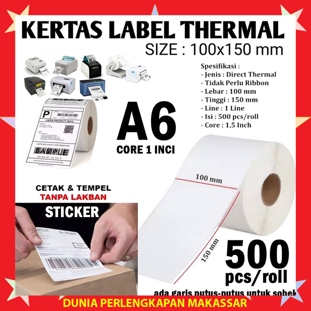 

P10A15 Label STICKER THERMAL 300 500 PCS 10 x 15 CM A6 Resi Toko Online 4 x 6 Inci