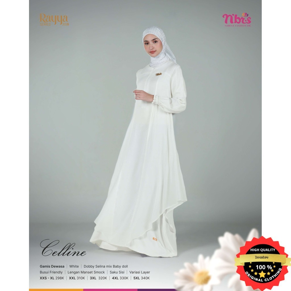 Nibras Sarimbit Celline Gamis Putih Wanita Dewasa