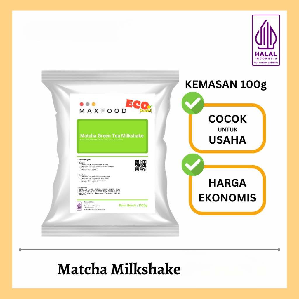 

Ready MAXFOOD - [ECO] Matcha Milkshake Powder / Bubuk Minuman Rasa Matcha Ekonomis 100 GR