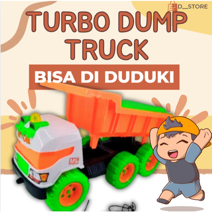 Mobil Dump Truck Besar Bisa Diduduki Truk Turbo 2M TTD - Mainan Anak Mobil Pasir Tunggang